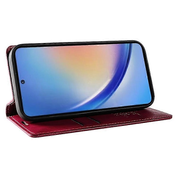 YIKATU YK-006 Samsung Galaxy A35 5G -puhelimen kotelo, pudotuskestävä PU-nahka+TPU-lompakkokotelo Multicolor Wine Red