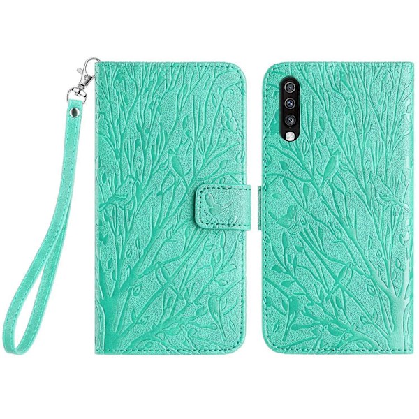 Læderetui med pung til Samsung Galaxy A70, præget læder telefoncover Multicolor Style B