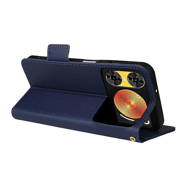 Fodral för ZTE nubia Music 2 med handledsrem, Litchi-textur PU-läder Plånboksfodral Multicolor Dark Blue