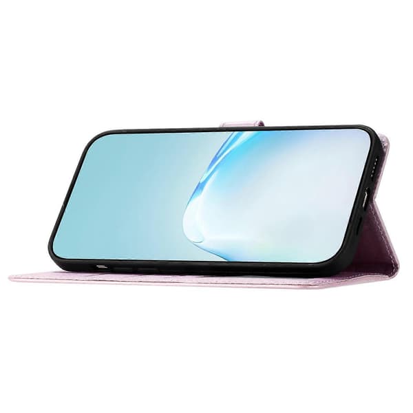 Læder Wallet Stand Telefon Cover med Silke Tekstur og Stødsikkert Design til iPhone 15 Pro Multicolor Style E