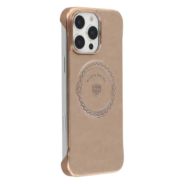KIGC Magnetisk etui til iPhone 16 Pro Elektroplettering PC+PU Telefon Bagcover Multicolor Gold