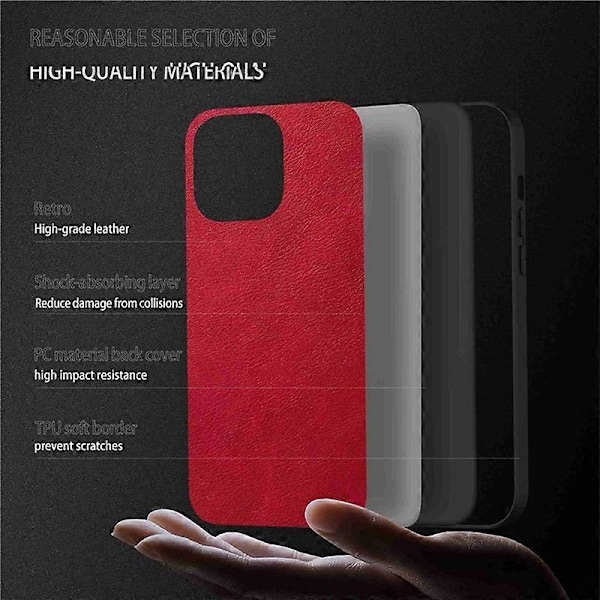 Mobilskal för iPhone 15 Pro Max Fodral PU Läderbelagd TPU+PC Smartphone Skal Multicolor Style B
