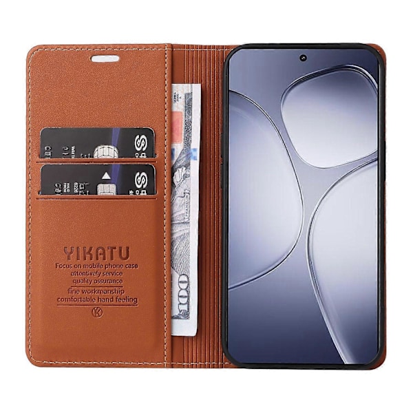 YIKATU YK-001 Xiaomi Redmi K70 Ultra -kotelo, jalustallinen nahkainen puhelinkotelo, vahva magneettisuljin Multicolor Brown