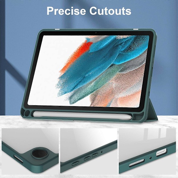 Til Samsung Galaxy Tab A9 Etui PU+TPU+Akryl Klar Bagside Tablet Cover med Penholder Multicolor Style A