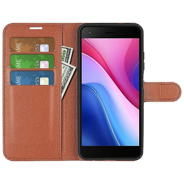 Til ZTE Blade A35 Lite Etui Litchi Tekstur Stødsikkert Læder Wallet Telefon Cover - Grøn Multicolor Brown