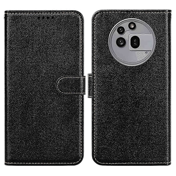 För Nothing Phone (3a) Pro Fodral Plånbok RFID-blockering Litchi Textur Läder Telefonskal Multicolor Black