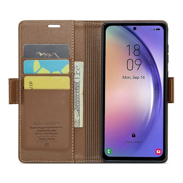 CASEME 023-serien Läderfodral för Samsung Galaxy A54 5G med RFID-blockering, Ställ och Plånboksfunktion Multicolor Style D