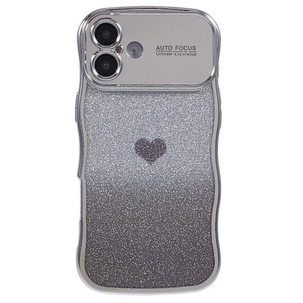 Til iPhone 16 Cover Kærlighedshjerte Gradient Glitter TPU Telefon Cover Elektroplettering Krøllet Ramme Multicolor Style A