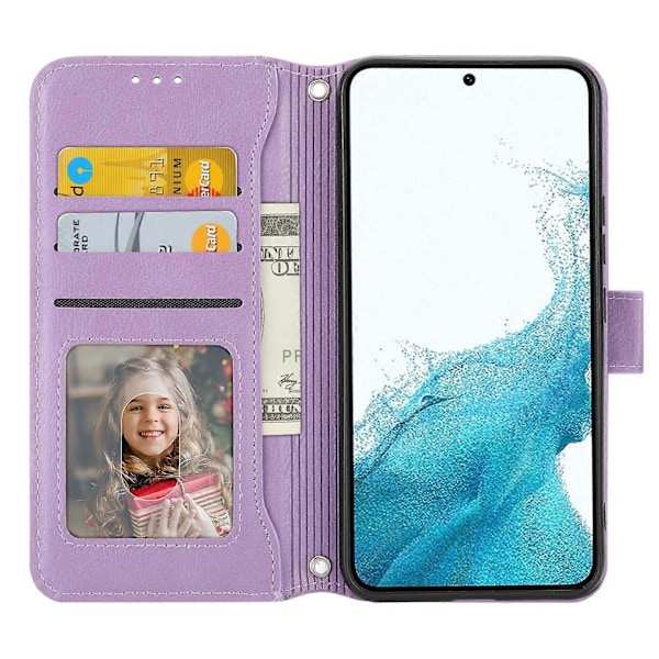 Til Samsung Galaxy S23 FE Etui Lynlås Pung PU Læder Støtteben Mobiltelefon Cover med 2 Stropper Multicolor Style B