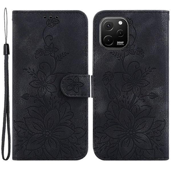 Lily Blomst Tegnebogsetui med Præg til Huawei nova Y61 4G, PU Læder Stand Telefoncover Multicolor Style A
