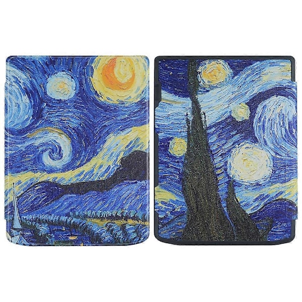 Til PocketBook InkPad Color 2/3 PB743 E-Reader Etui Mønstertryk PU Læder Flip Cover Multicolor Starry Sky