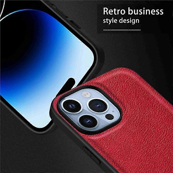 Mobilskal för iPhone 15 Pro Max Fodral PU Läderbelagd TPU+PC Smartphone Skal Multicolor Style B