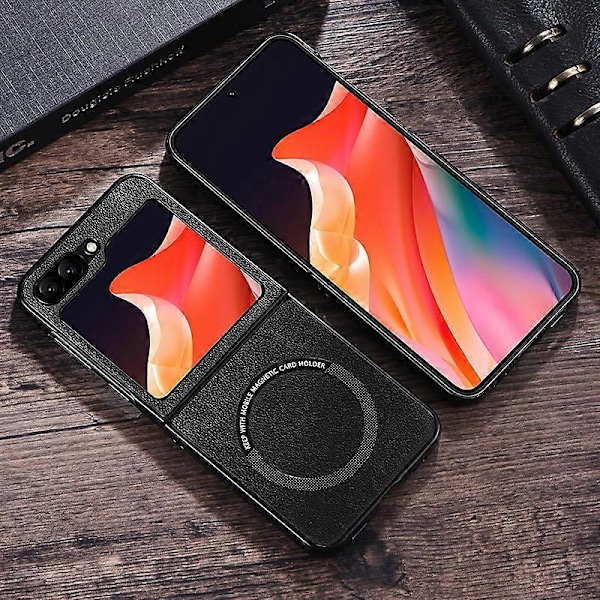 Samsung Galaxy Z Flip5 5G MagSafe-yhteensopiva magneettikotelo PU-nahkapäällysteisellä PC-puhelinkuoressa Multicolor Style A