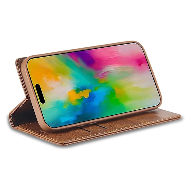 LC.IMEEKE iPhone 16 Pro Nahkakotelo RFID-suojauksella ja Korttipaikoilla - Musta Multicolor Brown