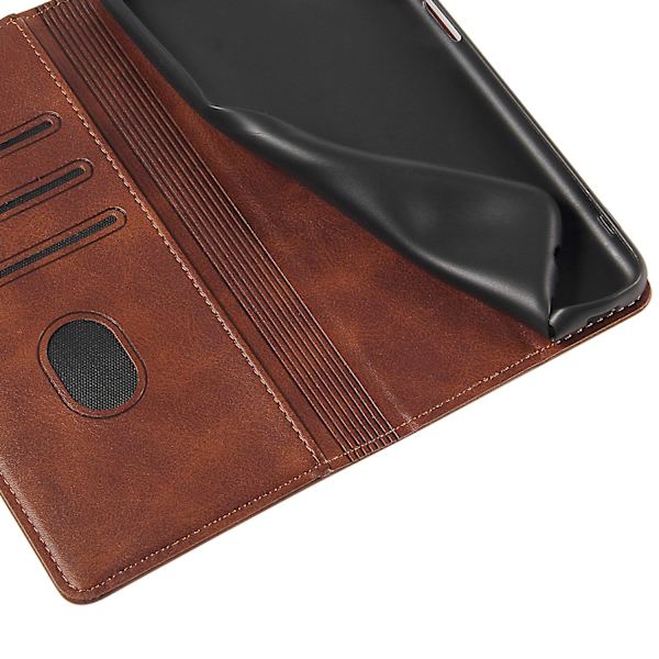 Fallsäkert phone case för Samsung Galaxy S21 Fe 5g , Pu läder plånboksställ Business Style Cover Brown