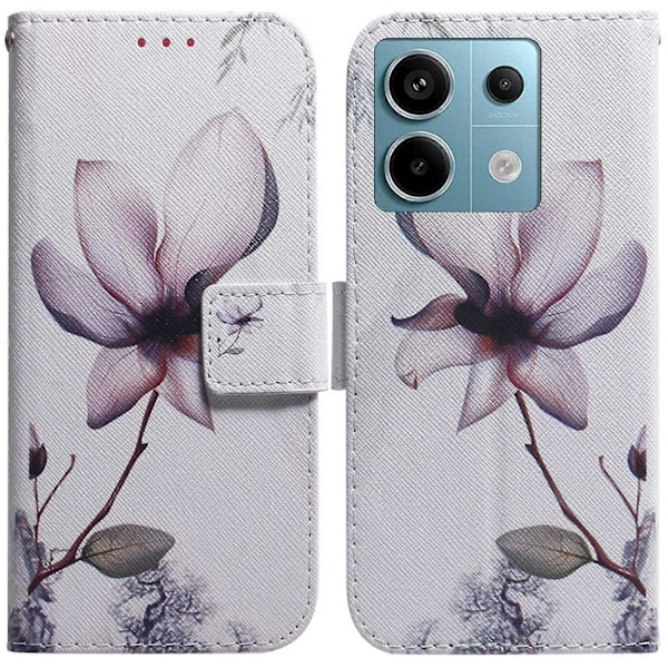 Læderetui med stativ til Xiaomi Redmi Note 13 Pro 5G/Poco X6 5G, 3D kreativt mønsterdesign Multicolor Pink Flower