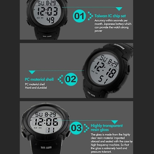Skmei 1068 Men Vattentät Outdoor Sports Digital Watch Titanium