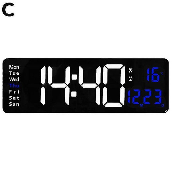 Stor LED Digital Väggklocka Elektroniska Väggklockor Living Fjärrkontroll Väggmonterad Desktop Klocka Kontroll Dekoration Rum Temp D W4w5 C