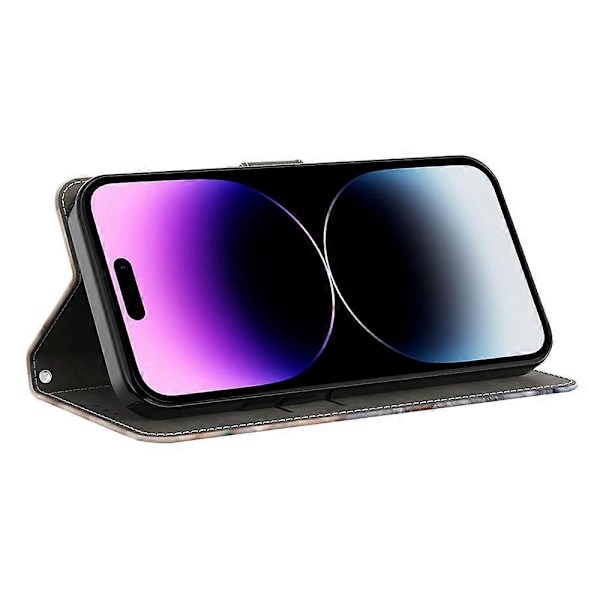 iPhone 16 Plus -lompakkokotelo magneettilukolla ja 3D-kuviollisella nahkapuhelinkuoressa Multicolor Style A