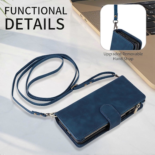 Til Samsung Galaxy Z Fold6 5G Etui Lynlåslomme Læder Telefon Cover med Skulderrem Multicolor Style B