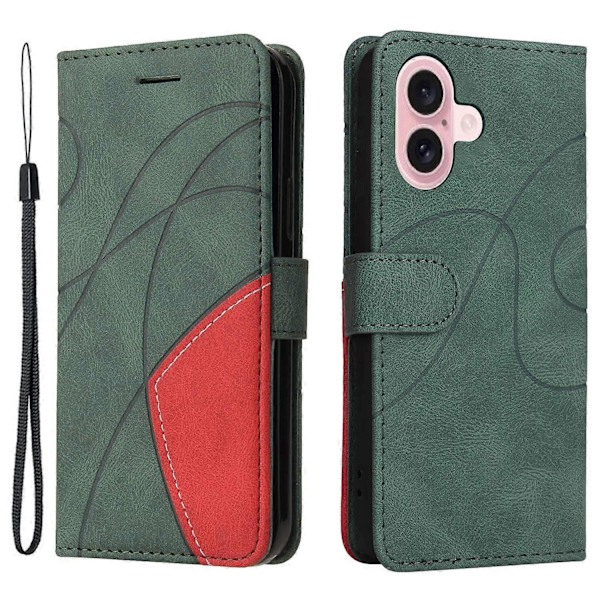 KT Leather Series-1 iPhone 16 -kotelo, värillinen lompakko PU-nahkainen puhelinkotelo Multicolor Style C