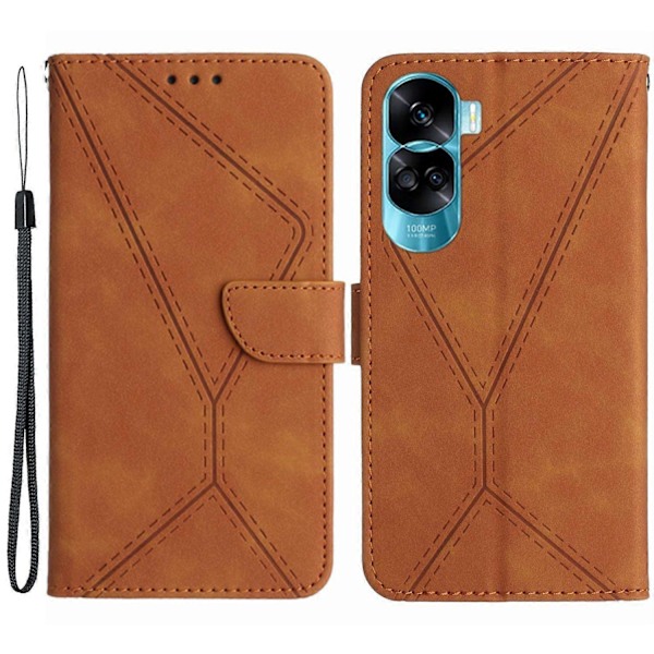 Plånboksfodral i Läder för Honor 90 Lite 5G/X50i 5G, Hudvänlig Präglad Linje Ställ Multicolor Style A