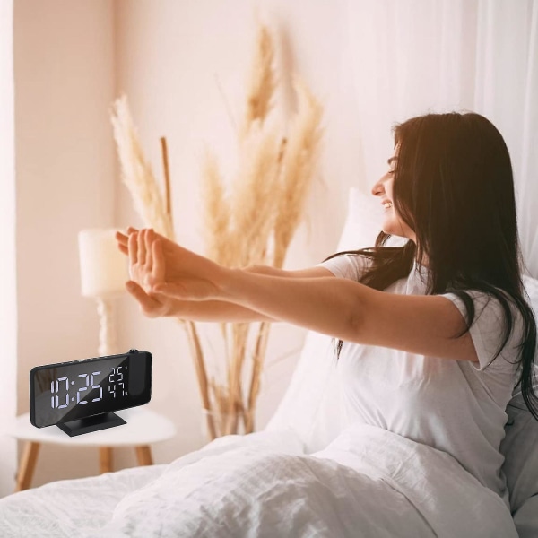 Projekt Alarm C Til Seng, Projektor Loft C Med Digitalt LED Temperatur Fugtighed Dis