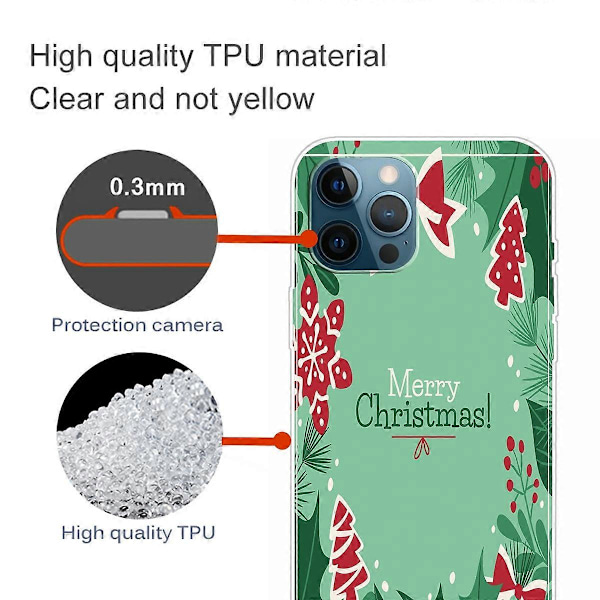 Til iPhone 16 Pro Cover Julemønster Print Blødt TPU Telefon Cover - Glædelig Jul Multicolor Christmas Tree and Snowflake