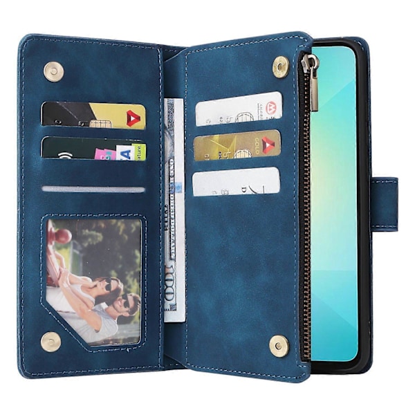Til Samsung Galaxy A06 Etui Lynlås Pung Multiple Kortpladser Læder Telefon Cover Multicolor Style A
