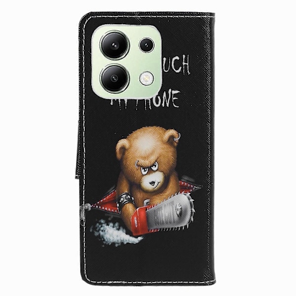 Xiaomi Redmi Note 13 4G Lompakkokotelo PU-nahkaa Kuvioitu Puhelinkotelo Ristikkäinen Tekstuuri Multicolor Bear