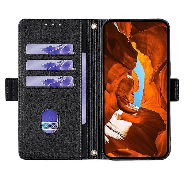Læder Wallet Case med RFID-blokering og stativ til Realme GT 7 Pro 5G med håndrem - Grøn Multicolor Black