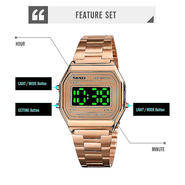 Skmei 1646 LED Digital Display Elektronisk Ur Gold