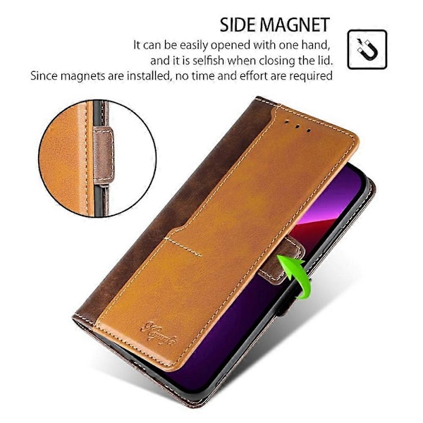 Til Oppo A5 Pro 4G/ 5G/ A5 Energy 5G Etui Kontrastfarve Tegnebog Læder Telefoncover Multicolor Dark Brown + Gold