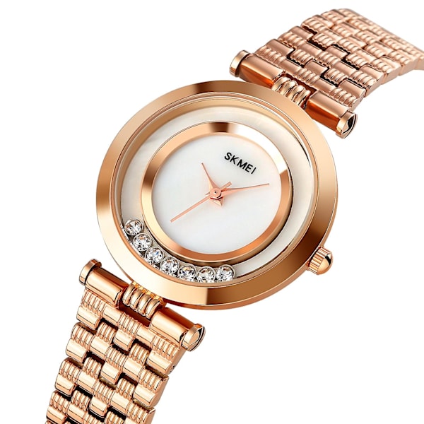 Skmei 1784 Icke skala rund urtavla watch för damer Rose Gold Golden rose