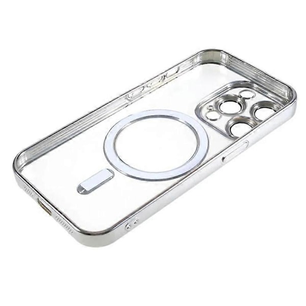 iPhone 12 Pro Max 6,7 tuuman magneettikotelo WANLONFENG galvanoidulla TPU-suojakuorella ja linssisuojalla + 2 kpl Multicolor Silver
