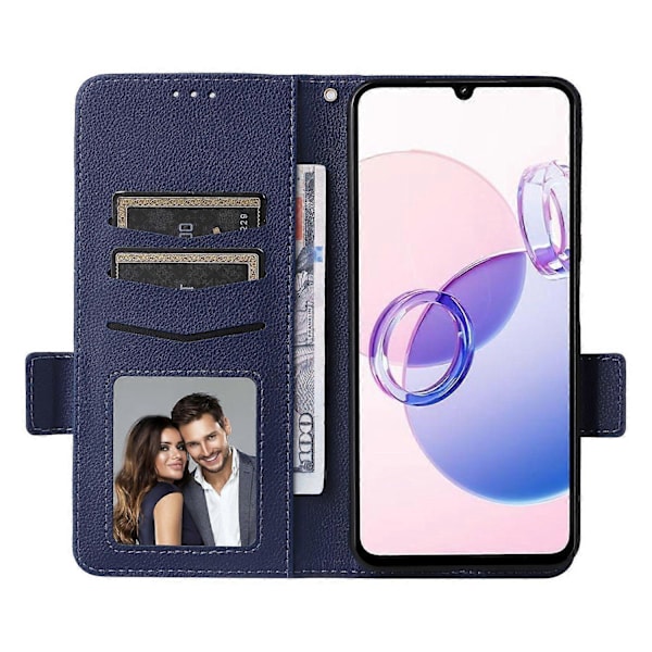 Skal för Xiaomi Redmi 13C 5G/Redmi 13R 5G/Poco M6 5G med handledsrem Läder Mobiltelefonfodral Multicolor Dark Blue