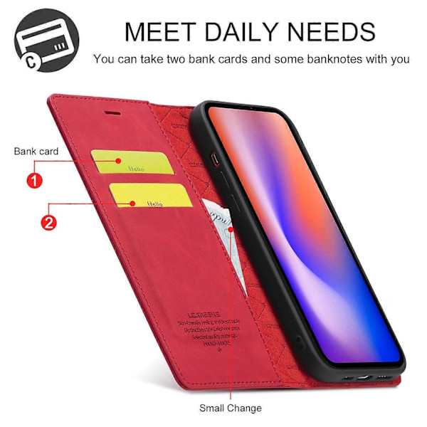 LC.IMEEKE LC Strong Magnetic Series Wallet Stand Design Stødsikkert PU Læder Telefon Cover Multicolor Style E