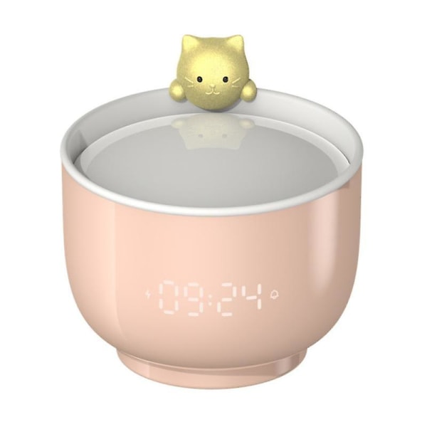 217 Väckarklocka Multifunktionell högprecision Touch Sensing Söt Tekopp Cat Digital Väckarklocka Des Pink