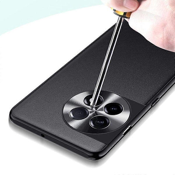 För OnePlus 11 5G PU Läderbelagt TPU+PC Halkfritt Skal Metalllinsdesign Skyddande Mobilskal Multicolor Style A