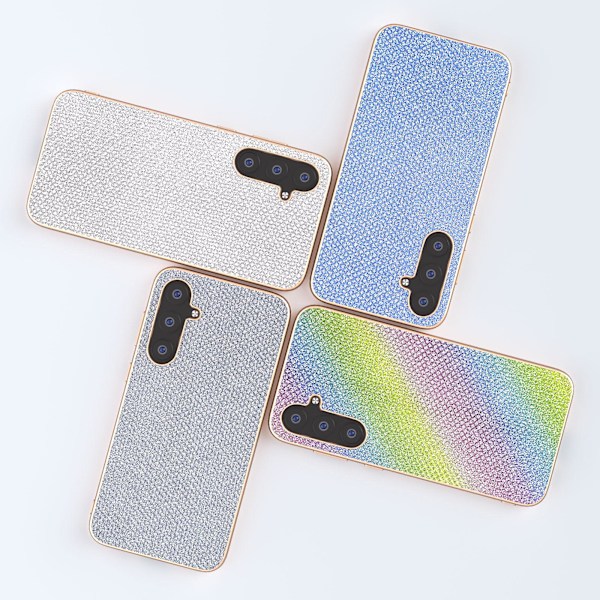 Samsung Galaxy S23 Fe -puhelin kotelo strassikoristeella, galvanoidulla nahkapäällysteisellä TPU+PC-kuorella Multi-color