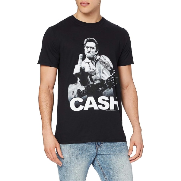 Johnny Cash Men Finger Kortärmad T-shirt med normal passform Black L