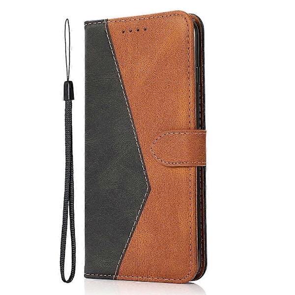Fodral för Xiaomi 14T Färgskarvning Plånboksställ Läder Telefonfodral med Handledsrem Multicolor Style C