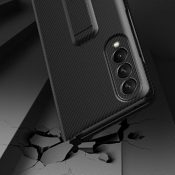 Telefonfodral för Samsung Galaxy Z Fold4 5G, skyddande telefonfodral med kolfibertextur och stativ Multicolor Style C