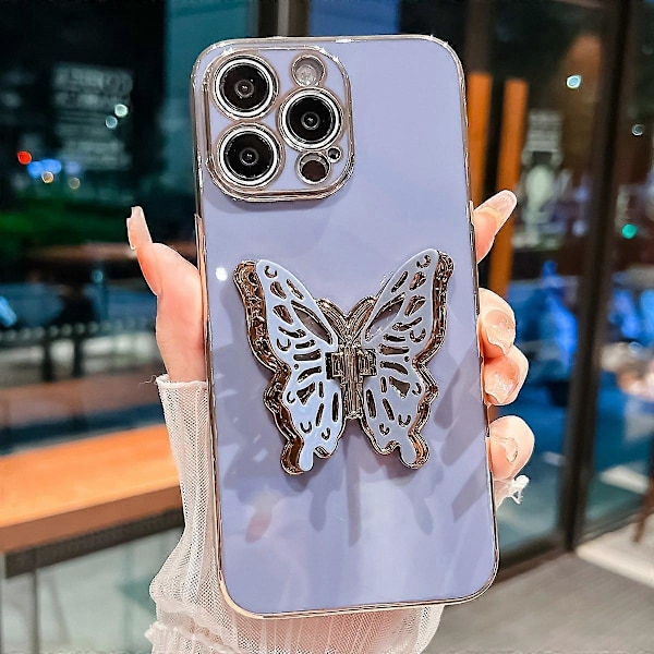 iPhone 15 Pro -kotelo perhosjalustalla, TPU-galvanointi puhelinkuori Multicolor Style C