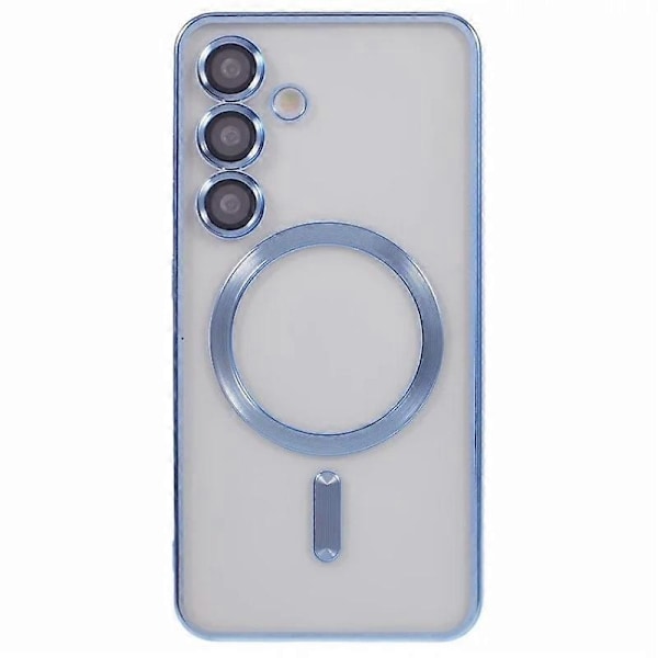 Samsung Galaxy S24+ Magneettikotelo WANLONFENG Täysi Suojaus Galvanoidulla TPU-kuorella ja Karkaistulla Lasilla Multicolor Blue