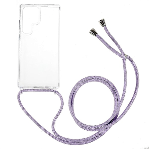 För Samsung Galaxy S23 Ultra TPU+Akryl Mobilskal Transparent Anti-repskydd med Långt Snöre Multicolor Style F