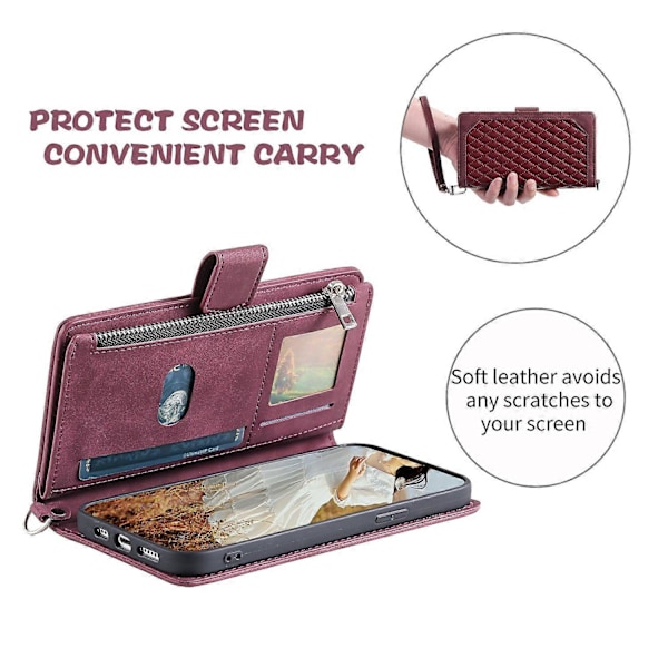 Til Samsung Galaxy A05s 4G Etui PU Læder Telefon Cover Rhombus Tekstur Lynlås Pung med Rem Multicolor Style E