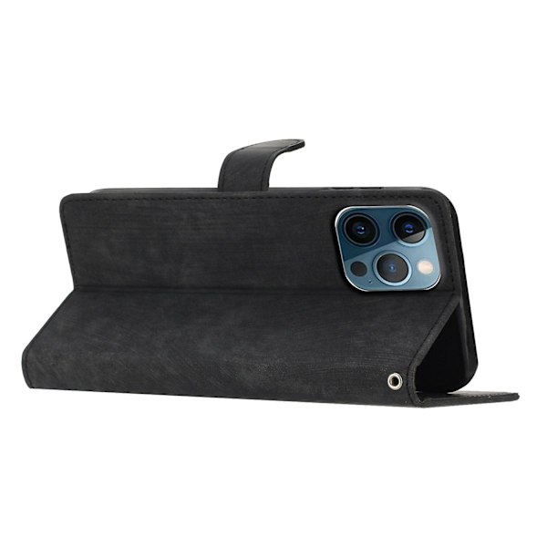 För Iphone 15 Pro cover Pu-läderplånbok Slimfit Phone case Stativ Skin-touch Shell Black