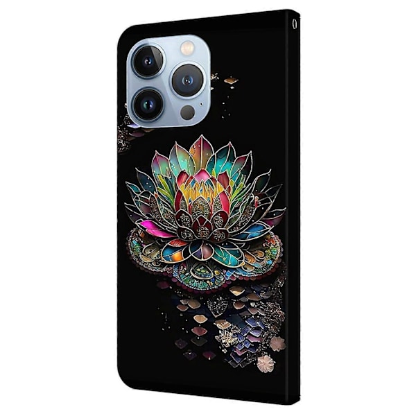 Til iPhone 16 Pro Max Etui Mønsterprintet Beskyttelsescover TPU+PU Læder Flip Telefon Etui Multicolor Style M