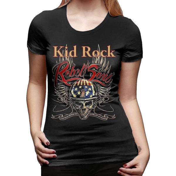 Rockbandskjorta Dam Kortärmad Crew Neck T-shirts Topsadult, S-3xl Black 3XL